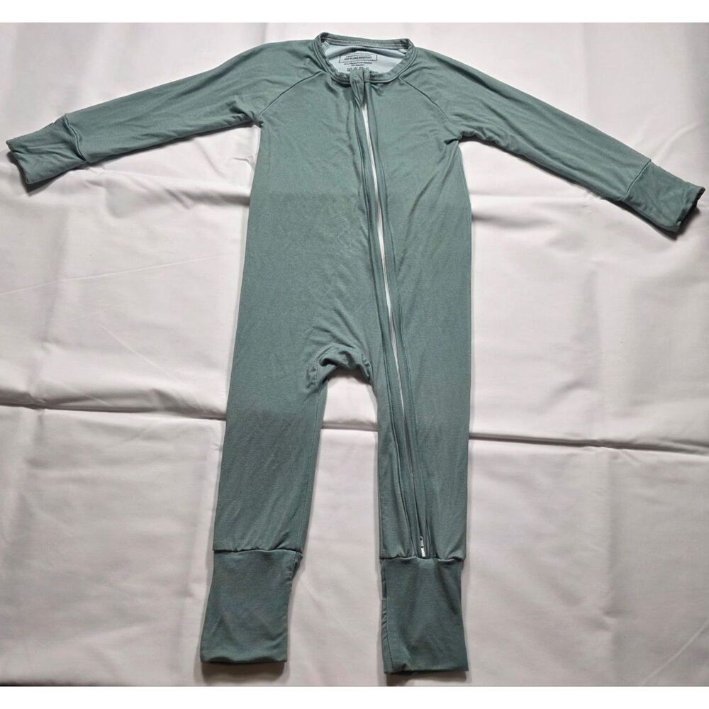 12-18M Bamboo Viscose Convertible Zipper Sleeper Sage Green Pajamas